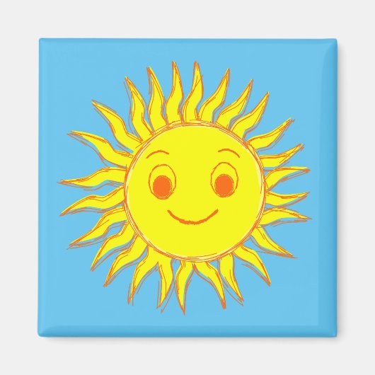 Happy Sun Face Zeichnend Magnet (Vorne)