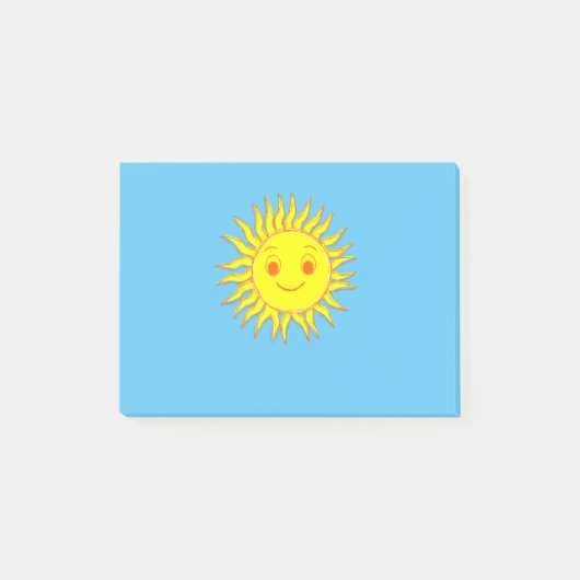 Happy Sun Face Zeichnend Post-it Klebezettel (Vorderseite)