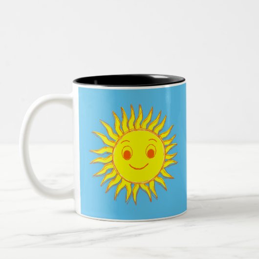 Happy Sun Face Zeichnend Zweifarbige Tasse (Links)