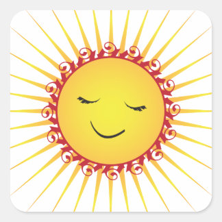 Happy Sun -fun- Quadratischer Aufkleber