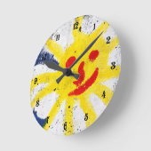 Happy Sun Gesicht lächelnd Runde Wanduhr (Winkel)