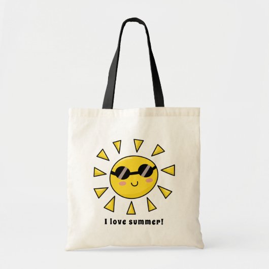 Happy Sun mit Sonnenbrille Personalisiert Tote Bag Tragetasche (Vorne)