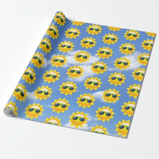 Happy Sun mit Sonnenbrille Wrapping Paper Geschenkpapier (Ungerollt)