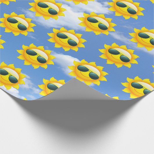 Happy Sun mit Sonnenbrille Wrapping Paper Geschenkpapier (Ecke)