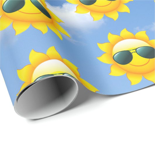 Happy Sun mit Sonnenbrille Wrapping Paper Geschenkpapier (Rolleneckpunkt)