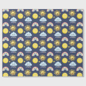 Happy Sun, Moon, Cloud und Regenbogen Geschenkpapier (Flach)