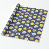 Happy Sun, Moon, Cloud und Regenbogen Geschenkpapier (Ungerollt)