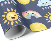 Happy Sun, Moon, Cloud und Regenbogen Geschenkpapier (Rolleneckpunkt)