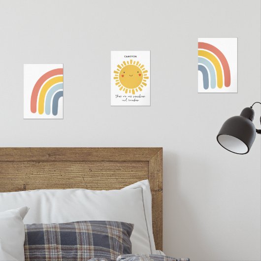 Happy Sun Rainbow Personalisiertes Kinderzimmer De Bilderwand Sets (Schlafzimmer)