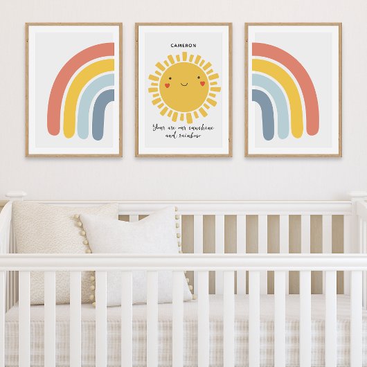 Happy Sun Rainbow Personalisiertes Kinderzimmer De Bilderwand Sets