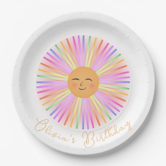 Happy Sun Rainbow Sunshine Pappteller (Vorderseite)
