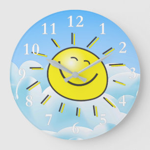 Happy Sun Round Wall Clock Große Wanduhr