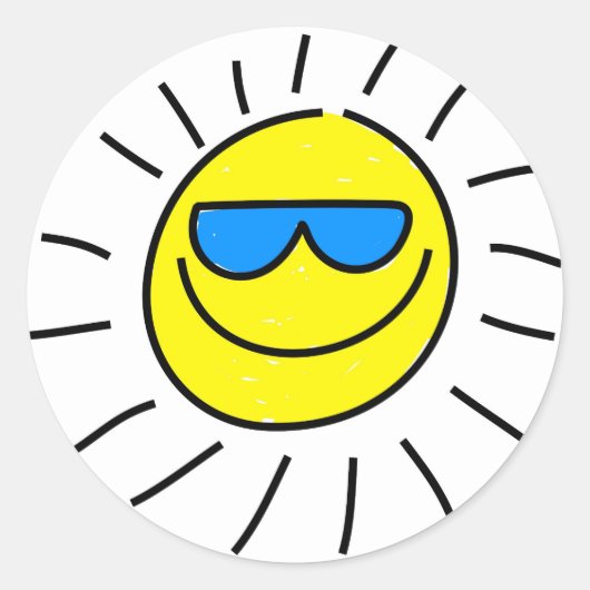 Happy Sun Runder Aufkleber (Vorderseite)
