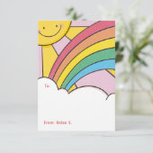 Happy Sun und Rainbow Niedliche Klasse Valentine Einladung (Stehend Vorderseite)