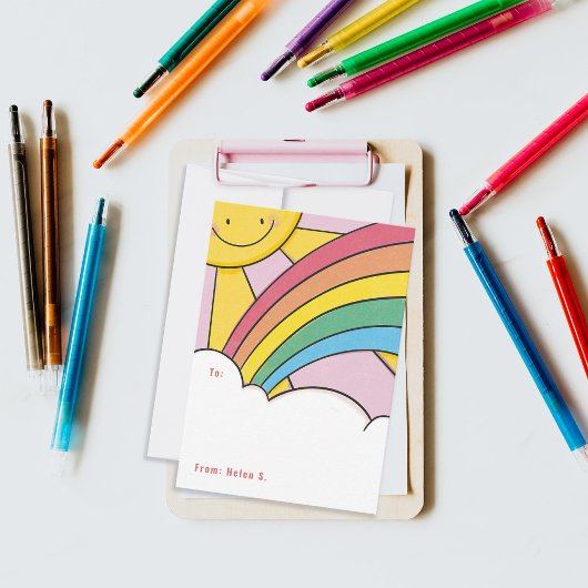 Happy Sun und Rainbow Niedliche Klasse Valentine Einladung