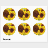 Happy Sunblumen Runder Aufkleber (Blatt)