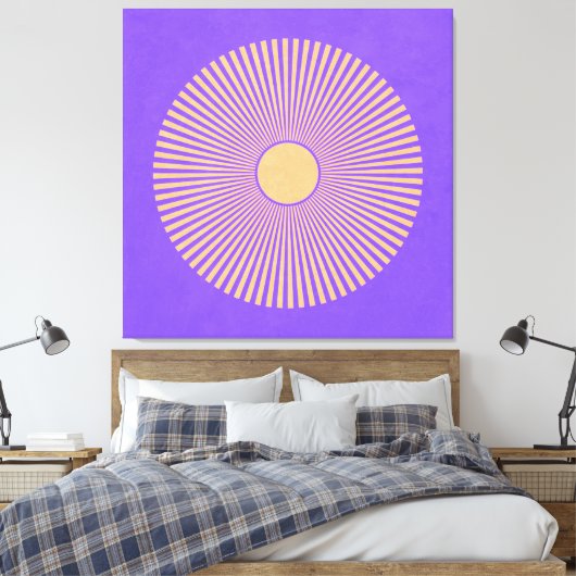 Happy Sunburst Stretched Canvas Print Leinwanddruck (Insitu (Schlafzimmer))
