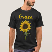 Happy Sunflower - Graue Bezeichnung T-Shirt (Vorderseite)