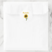 Happy Sunflower - Name Brandie Runder Aufkleber (Tasche)