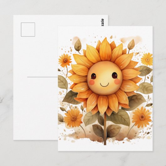 Happy Sunflower Postkarte (Vorne/Hinten)