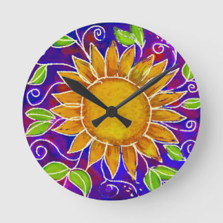 Happy Sunflower Runde Wanduhr