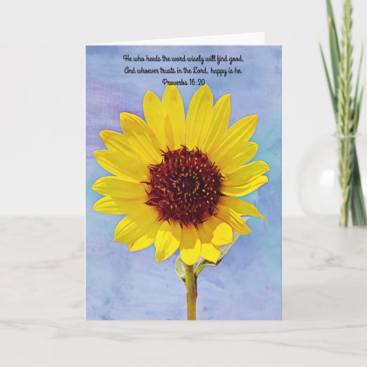 Happy Sunflower Scripture Card Sprichwörter 16:20 Karte (Vorderseite)