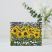 Happy Sunflowers Happy Thoughts Postcard Postkarte (Stehend Vorderseite)