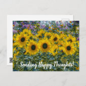 Happy Sunflowers Happy Thoughts Postcard Postkarte (Vorne/Hinten)