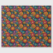 Happy Sunflowers Vector: Schwarzes Hintergrunddesi Geschenkpapier (Flach)