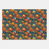 Happy Sunflowers Vector: Schwarzes Hintergrunddesi Geschenkpapier Set (Vorderseite 3)