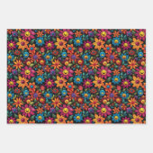 Happy Sunflowers Vector: Schwarzes Hintergrunddesi Geschenkpapier Set (Vorderseite 2)