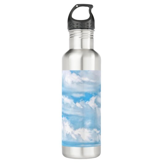 Happy Sunny Clouds Background Scenery Trinkflasche (Vorderseite)