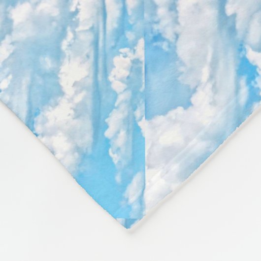 Happy Sunny Clouds Blauer Hintergrund Fleecedecke (Ecke)