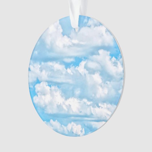 Happy Sunny Clouds Blauer Hintergrund Ornament (Vorderseite)