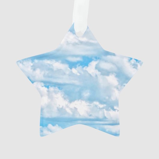 Happy Sunny Clouds Blauer Hintergrund Ornament (Rückseite)