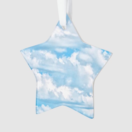 Happy Sunny Clouds Blauer Hintergrund Ornament (Vorderseite)