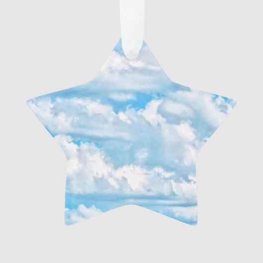 Happy Sunny Clouds Blauer Hintergrund Ornament (Vorderseite)