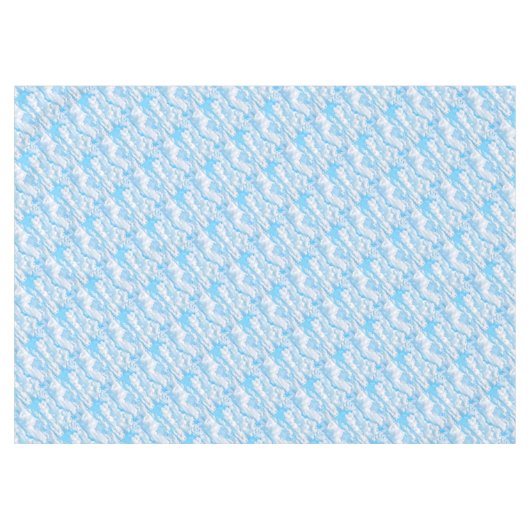 Happy Sunny Clouds Blauer Hintergrund Tischdecke (Vorderseite (Horizontal))