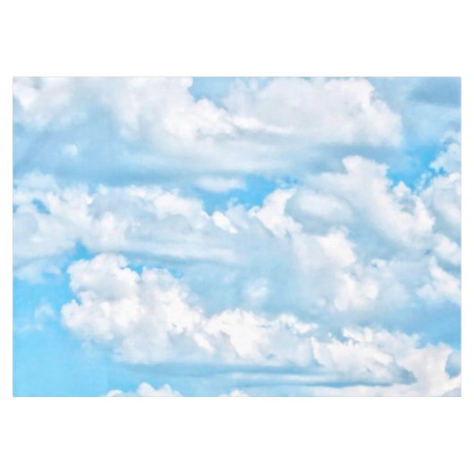 Happy Sunny Clouds Blauer Hintergrund Tischdecke (Vorderseite (Horizontal))