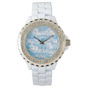 Happy Sunny Clouds Hintergrund Landschaft wählen Armbanduhr