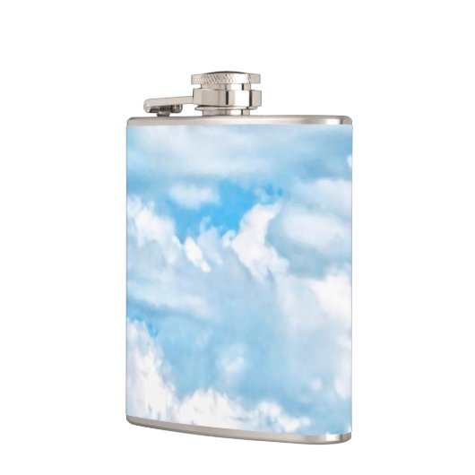 Happy Sunny Clouds Light Blue Sky Hintergrund Flachmann (Links)