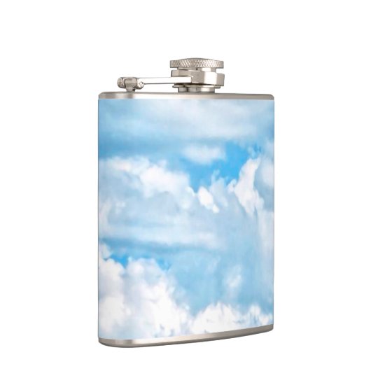 Happy Sunny Clouds Light Blue Sky Hintergrund Flachmann (Rechts)