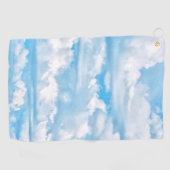 Happy Sunny Clouds Light Blue Sky Hintergrund Golfhandtuch (Horizontal)