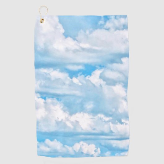 Happy Sunny Clouds Light Blue Sky Hintergrund Golfhandtuch (Vorderseite)