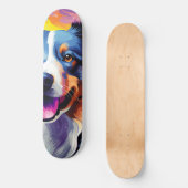 Happy Sunny Puppy Watercolor Skateboard (Vorderseite)