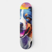 Happy Sunny Puppy Watercolor Skateboard (Vorderseite)