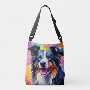 Happy Sunny Puppy Watercolor Tragetaschen Mit Langen Trägern