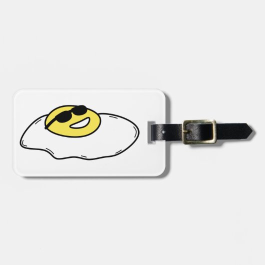 Happy Sunny Side Up Egg mit Gesicht - Sonnenbrille Gepäckanhänger (Vorderseite horizontal)