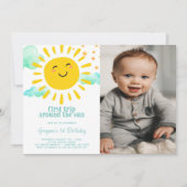 Happy Sunshine 1. Geburtstag Party Foto Einladung (Vorderseite)