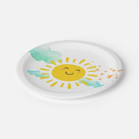 Happy Sunshine Birthday Party Pappteller (Schrägansicht)